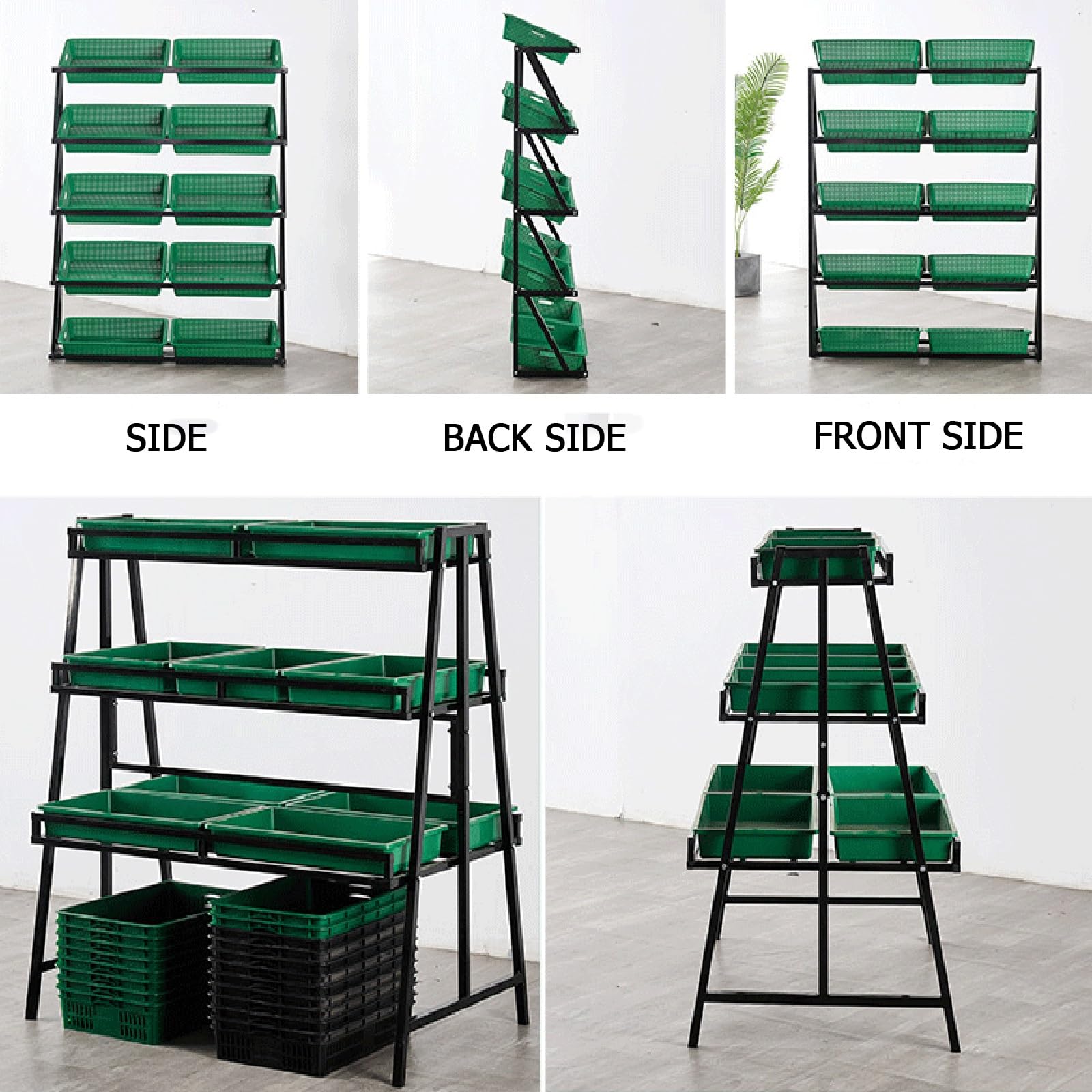Kommerzielle Aufbewahrungsregale mit Körben für Supermärkte und Küche, Speisekammer-Organisation, robuster Metallrahmen, einfache Montage, ideal für den Heim- und Einzelhandel