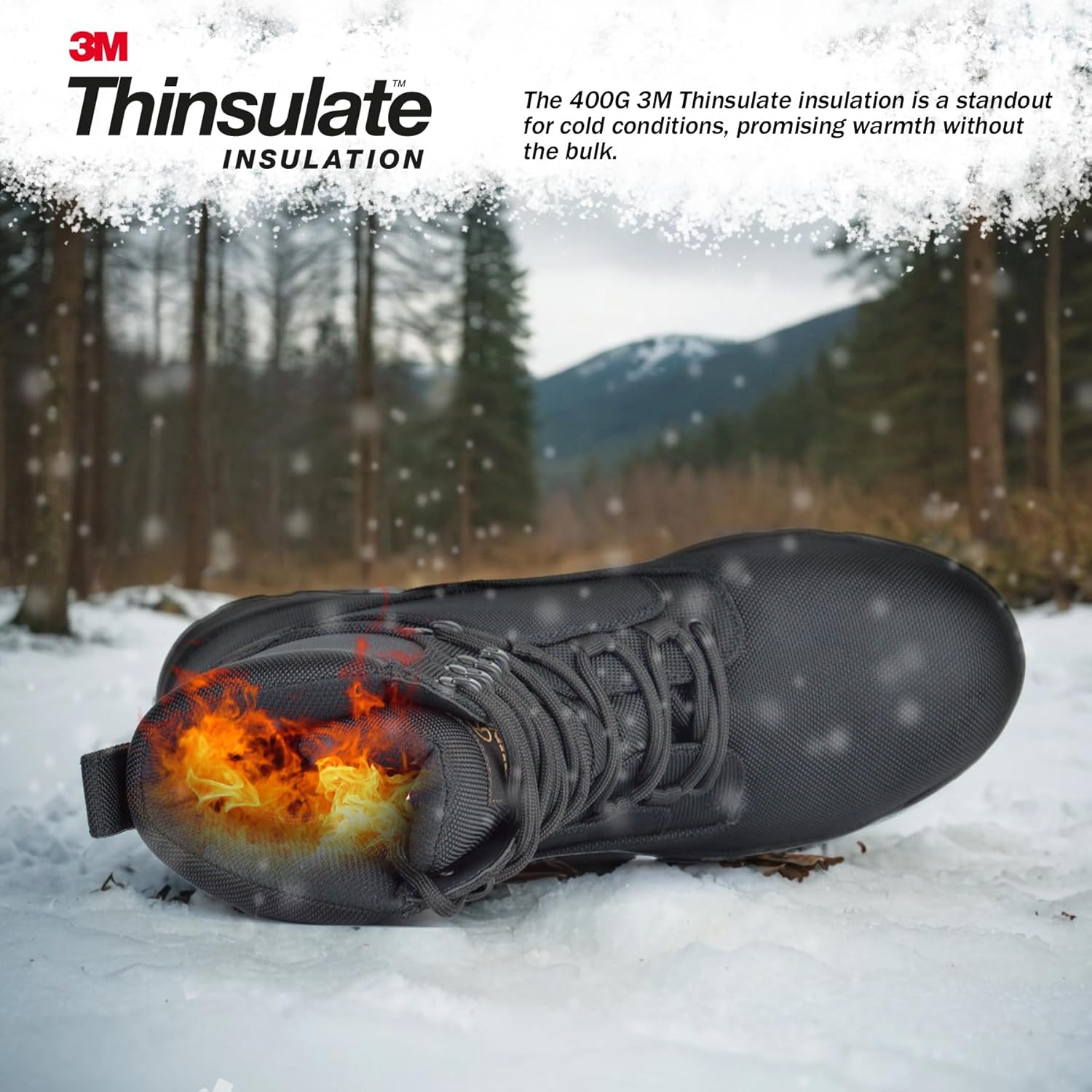 Men's Waterproof Military Tactical Boots Lightweight Work Boot Insulated Hunting Boots, 8 Inches Lace-up Outdoor Boots, 400g Thinsulate - Image 5