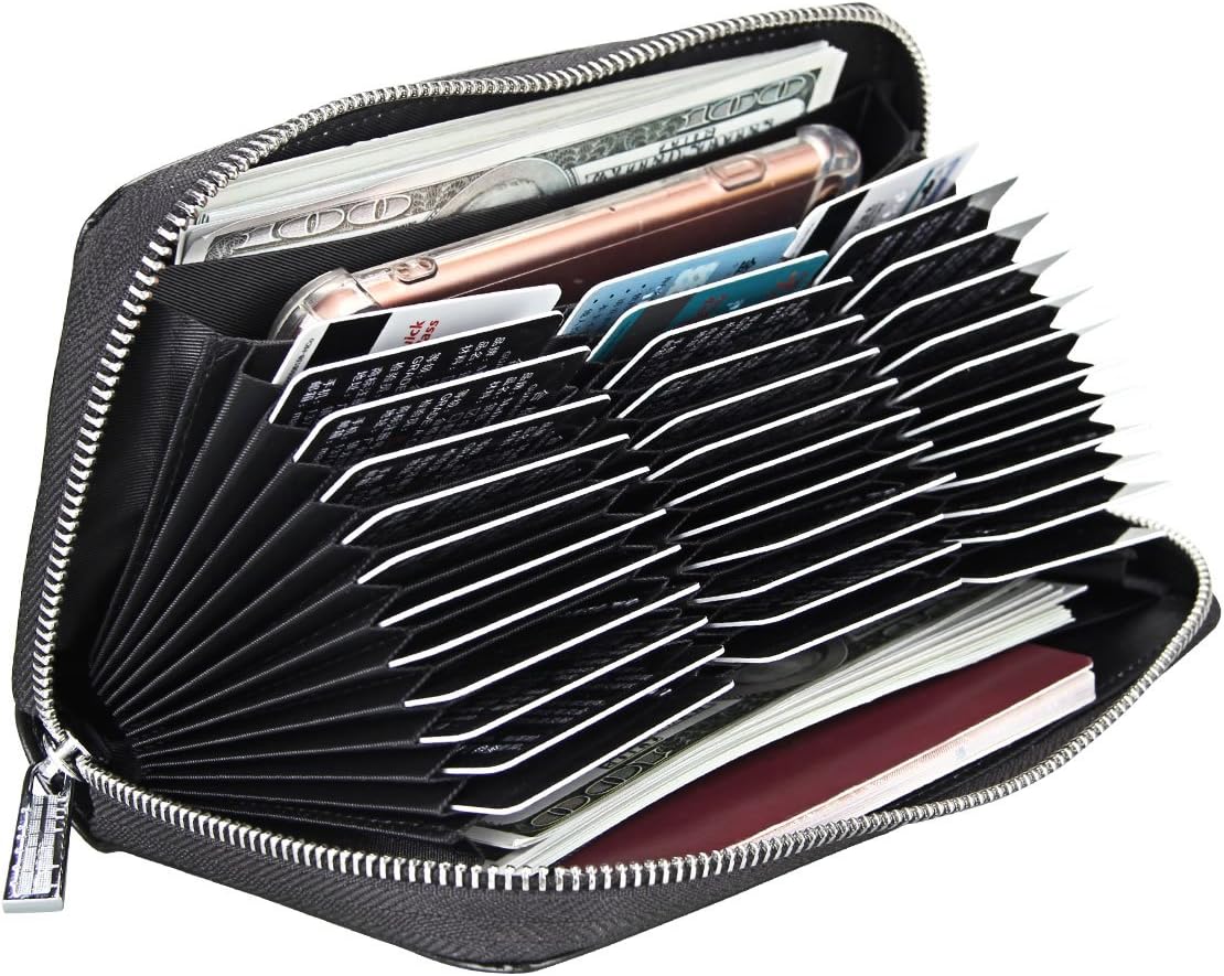 Women 36 Slots RFID Blocking Card Holder Large Long Leather Zipper Organizer Accordion Wallet