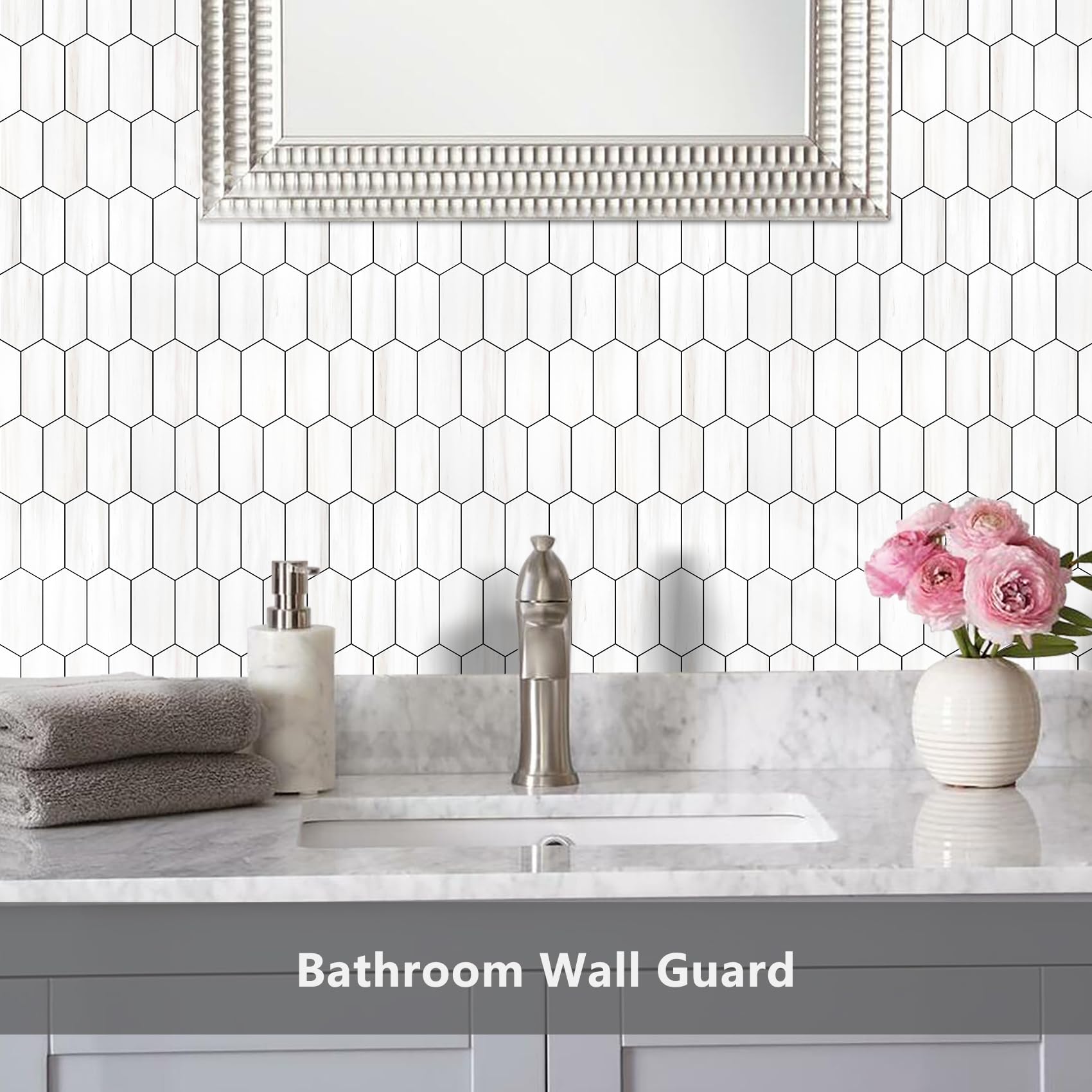 Lot De 10 Feuilles De Carreaux Muraux Autocollants Longs Hexagonaux