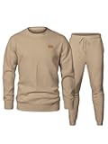 Men's 2 Piece Outfits Knit Jacquard Pullover Sweatshirt Tracksuit & Joggers Sweatpants Sweatsuit Sets with Pockets