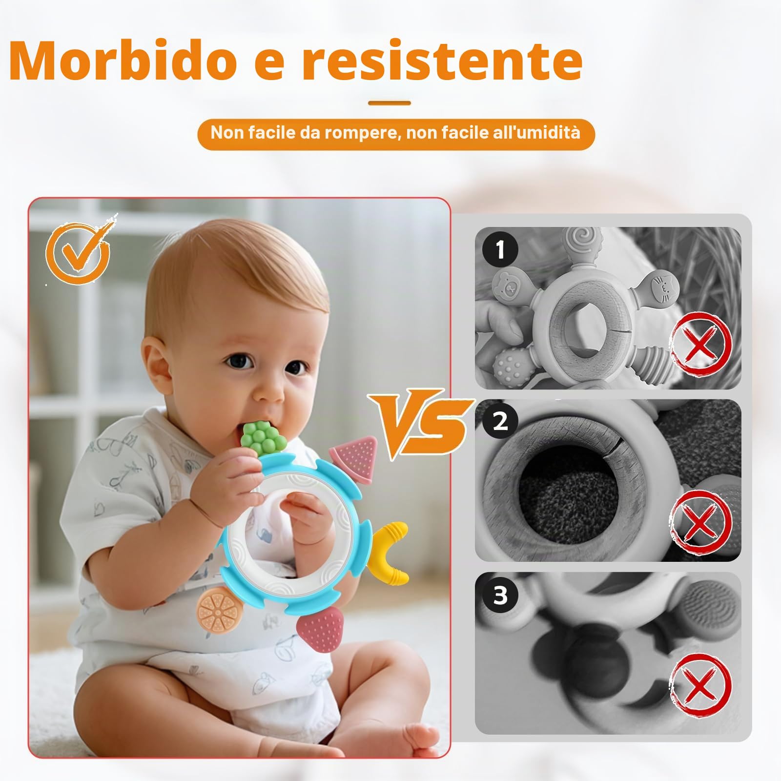 Massaggiagengive Silicone Neonati 0-6 Mesi Dentizione Giochi Sensoriale Bambina Bambino 1 Anno Blu