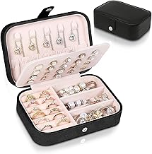 Jewellery Box Organizer | Double Layer Jewellery Organizer, Women's Leather Jewellery Rackets, Portable Travel Jewellery for Rings, Earrings, Necklaces, Bracelets and Watches (Black)