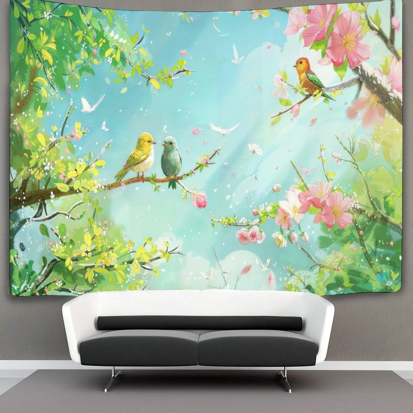 kaiyun Spring Blossom Birds Tapestry Birds Animals Wall Hanging Bedroom Home Decor 70cmx100cm