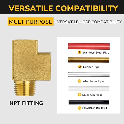 Miniatura 6 de 12" NPT hembra x 12" NPT macho x 12" NPT hembra, camiseta Barstock Street, accesorio de tubería de latón para aire, propano, LP y gas natural