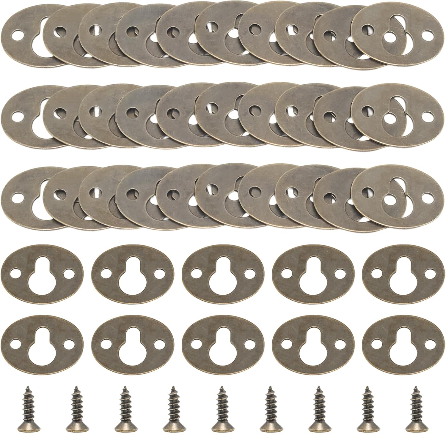 40Pcs 28mm / 1.1" Silver Metal Circular Keyhole Hangers with Screws, Round Keyhole Hanging Films Shelf Brackets, Picture Frame Hanging for Picture Frame Plate