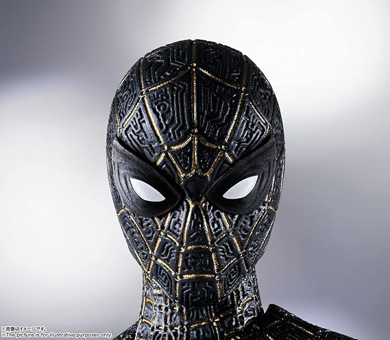Tamashi Nations S.H. Figuarts Spider-Man Black & Gold Suit Spider-Man: No Way Home, Approx. 5.9 inches 150 mm, ABS & PVC Pre-Painted Action Figure