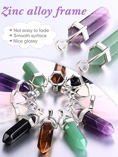Miniatura 3 de 30 colgantes hexagonales de cristal natural, dije de piedra de cuarzo puntiagudo, en forma de bala, piedras preciosas curativas para hacer collares