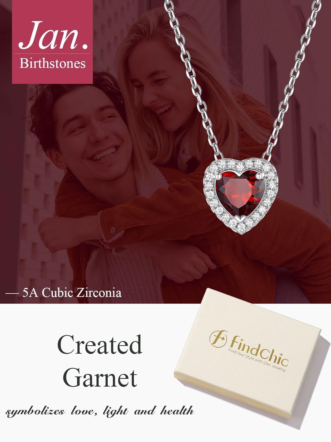 FindChic Dainty Heart Birthstone Necklace for Women Mom Girls Platinum Plated CZ Pendant Sparkly Birthday Anniversary Valentine's Gifts for Her Mom, with Gift Box - Image 6