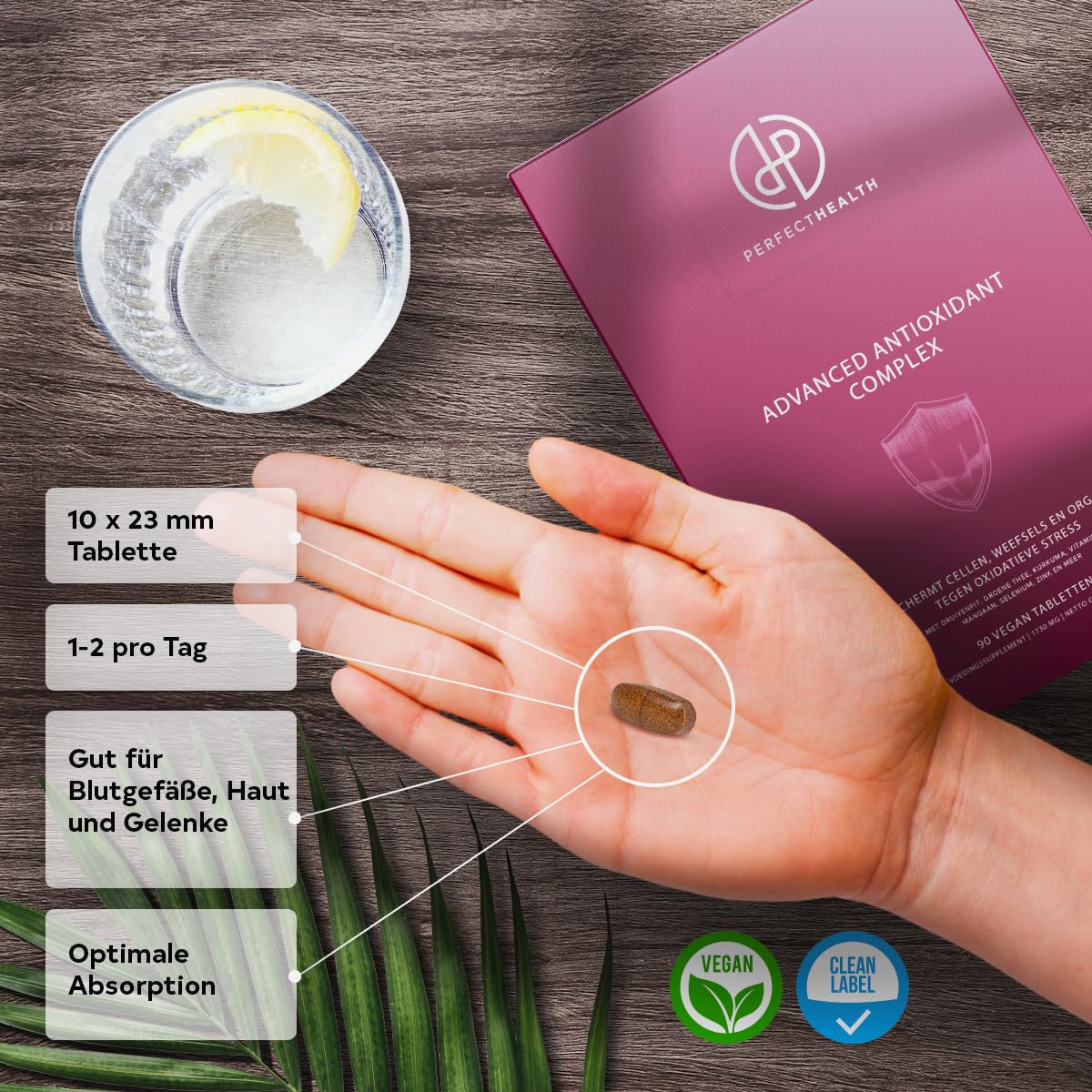 Perfect Health - Premium Antioxidantien Komplex Hochdosiert - Mit Curcumin C3 Complex®, Vinitrox™ & Bioperine® - 30 Tabletten - Für Zellen, Herz, Haut & Immunsystem - Mit Polyphenolen & Vitaminen