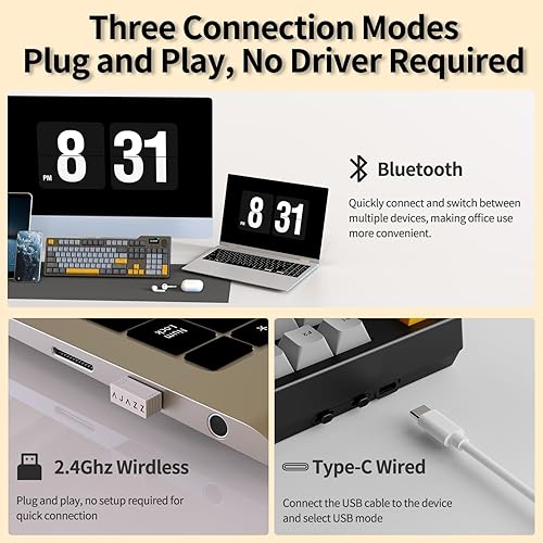 Miniatura 3 de ×AJAZZ AK35I V3 Teclado mecánico para juegos de tamaño completo con pantalla y perilla 2.4GBTUSB-C Junta Teclado FR4 Placa 8000mAh Batería orientada