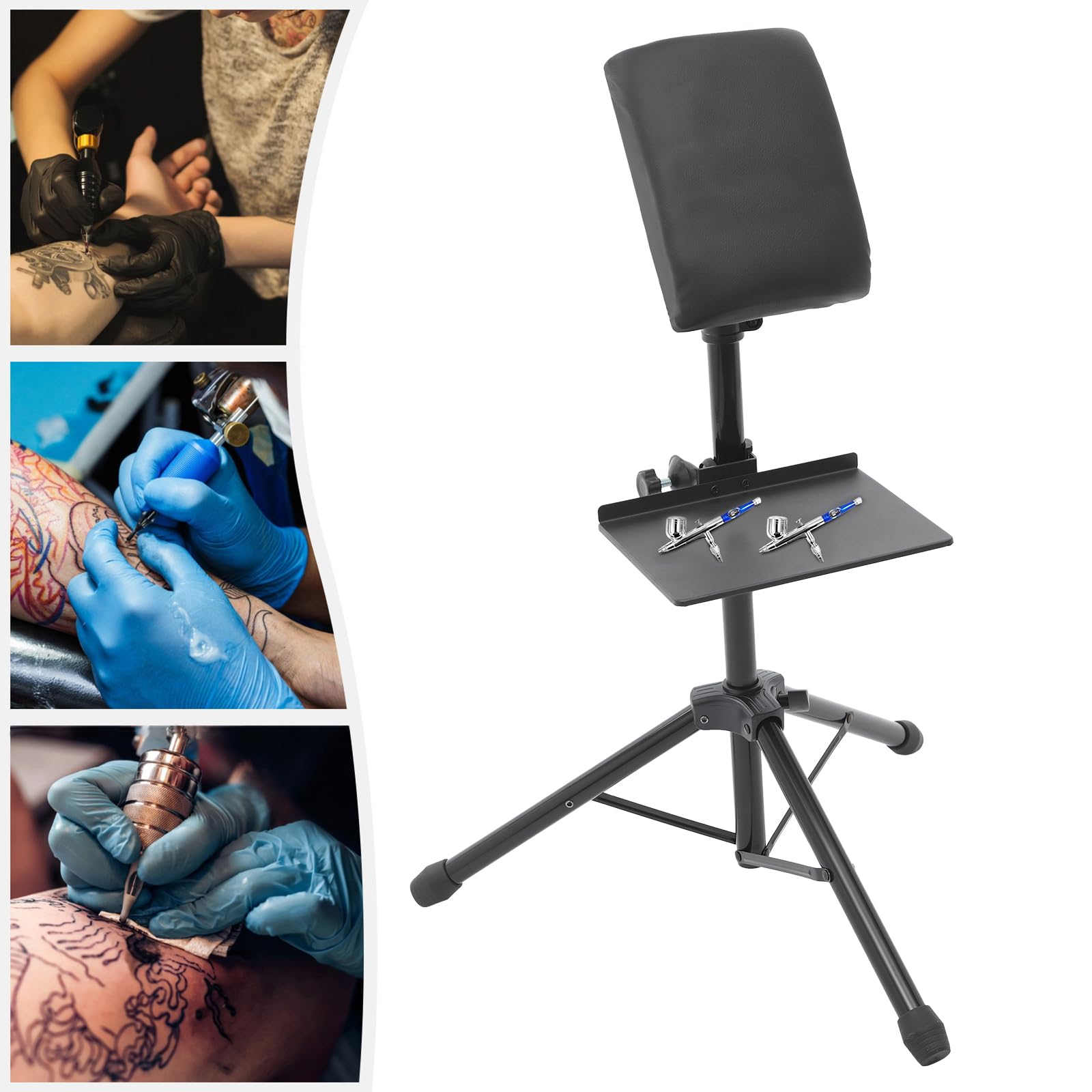Reposabrazos para tatuajes, altura ajustable y ángulo ajustable, mesa de tatuaje, estación de trabajo portátil, ligero y estable