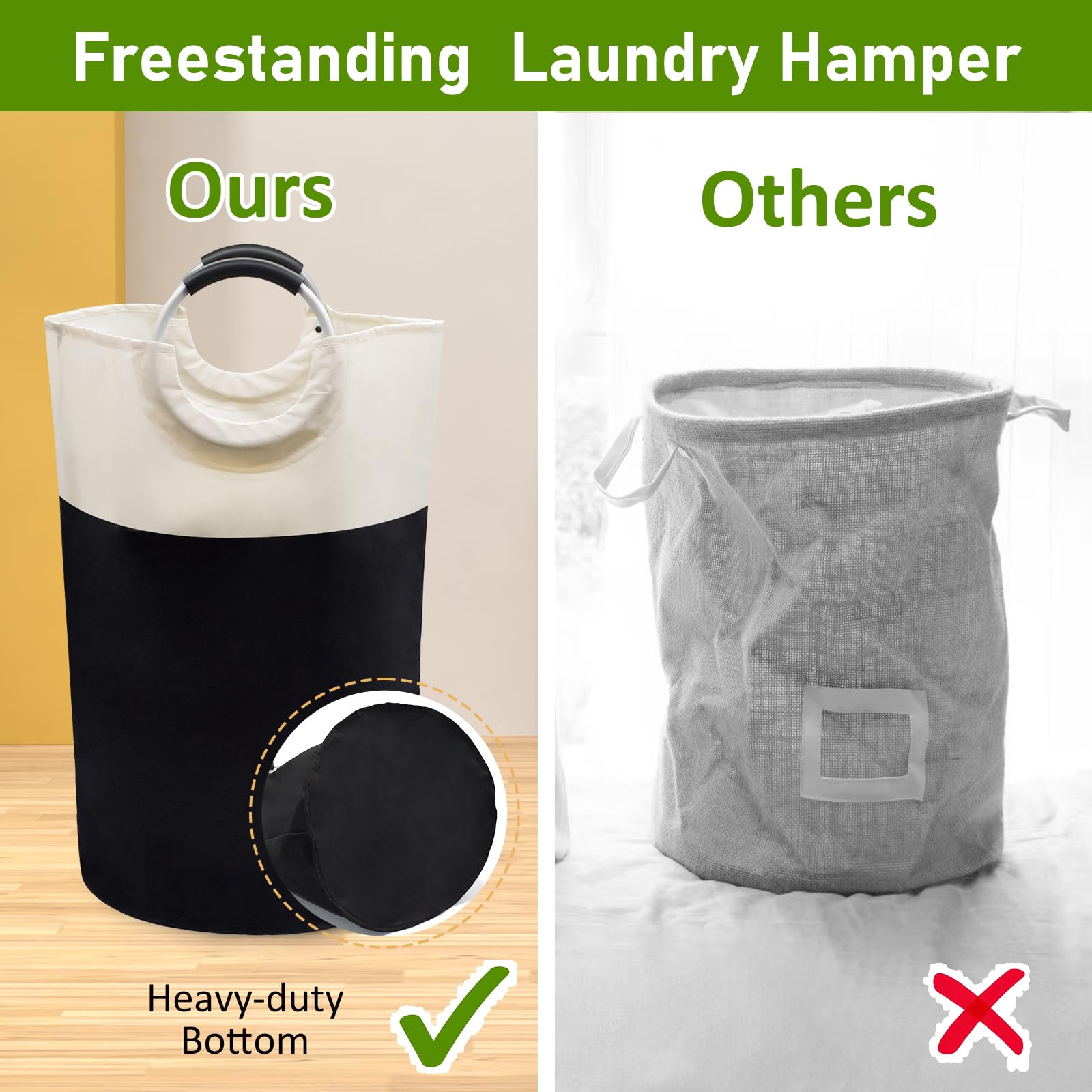DOKEHOM Panier à Linge 100L Pliable Avec Couvercle Et Sacs Amovibles – Grand Modèle Noir Pour Chambre, Buanderie, Étudiant