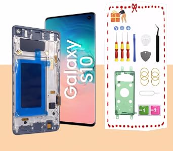Galaxy S10 LCD Display Screen Assembly Replacement for Samsung Galaxy S10 LCD Touch Digitizer Screen with Frame 6.1" G973U G973FD BlackFingerprint Recognition is not Supported
