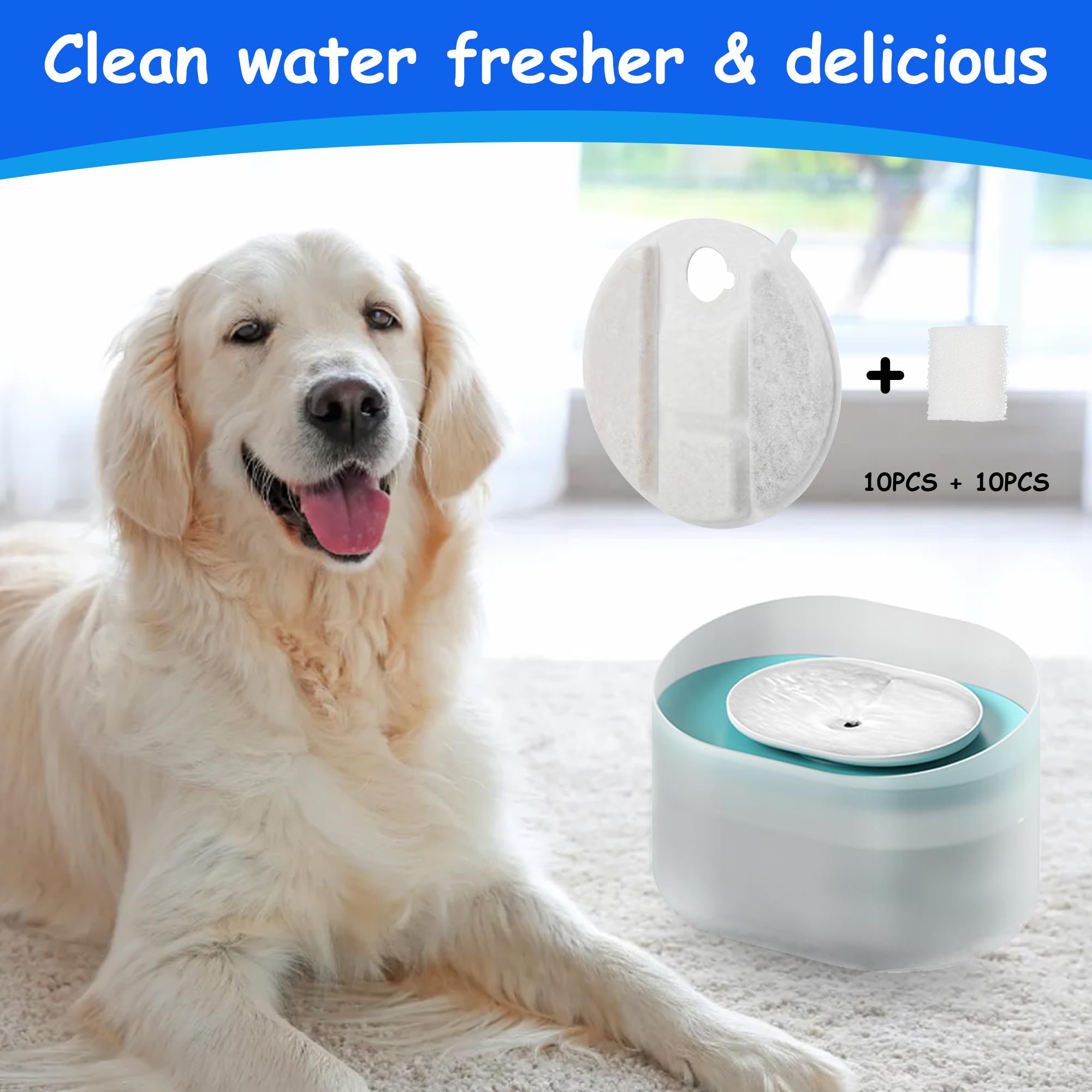 10 Pack Dog Fountain Filter Replacement for Petlibro Water Fountain PLWF008 Filter Replacement,5 Month Set of Filters for Dog Water Dispensers