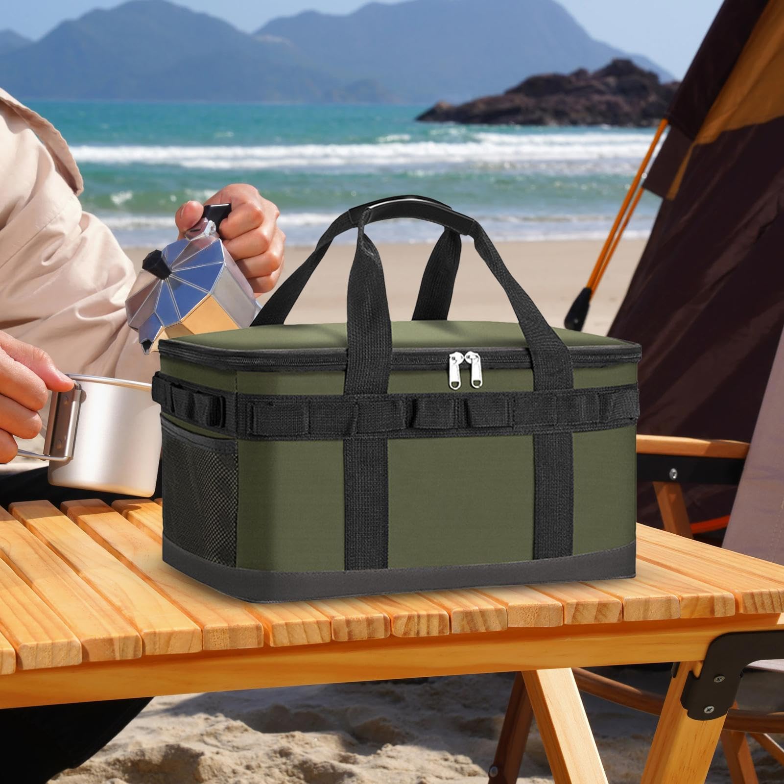 Borsa termica portatile, grande, a prova di perdite, con cerniera, per campeggio, picnic, pesca, viaggi, barca, kayak, golf, auto all'aperto