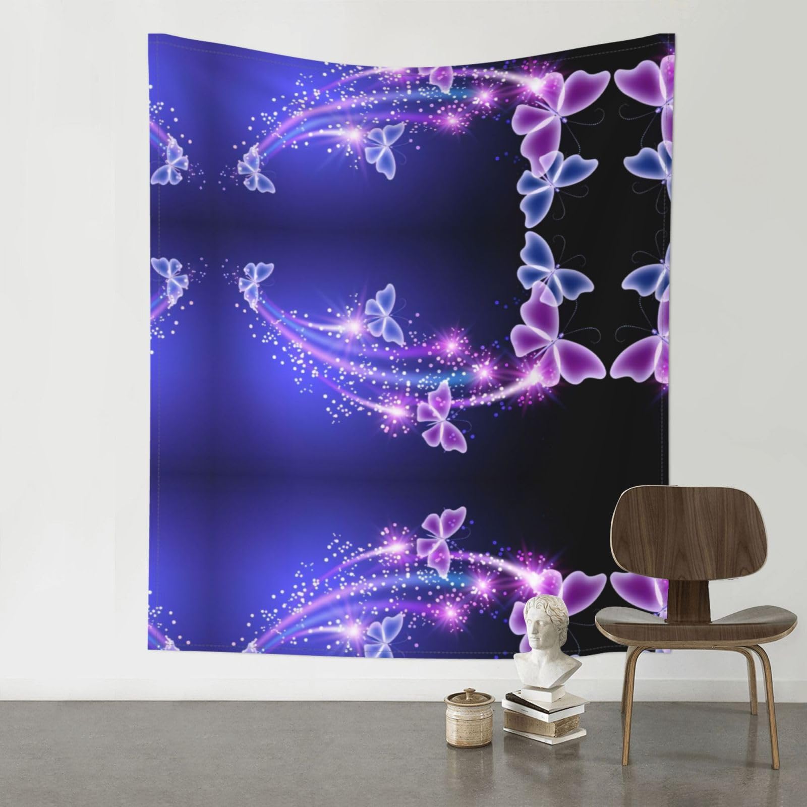 YYHWHJDE Butterfly Purple Prints Wall Tapestry 60x51in - Boho Dorm Decor Throw Blanket - Beach Picnic Blanket - Versatile Home Accent