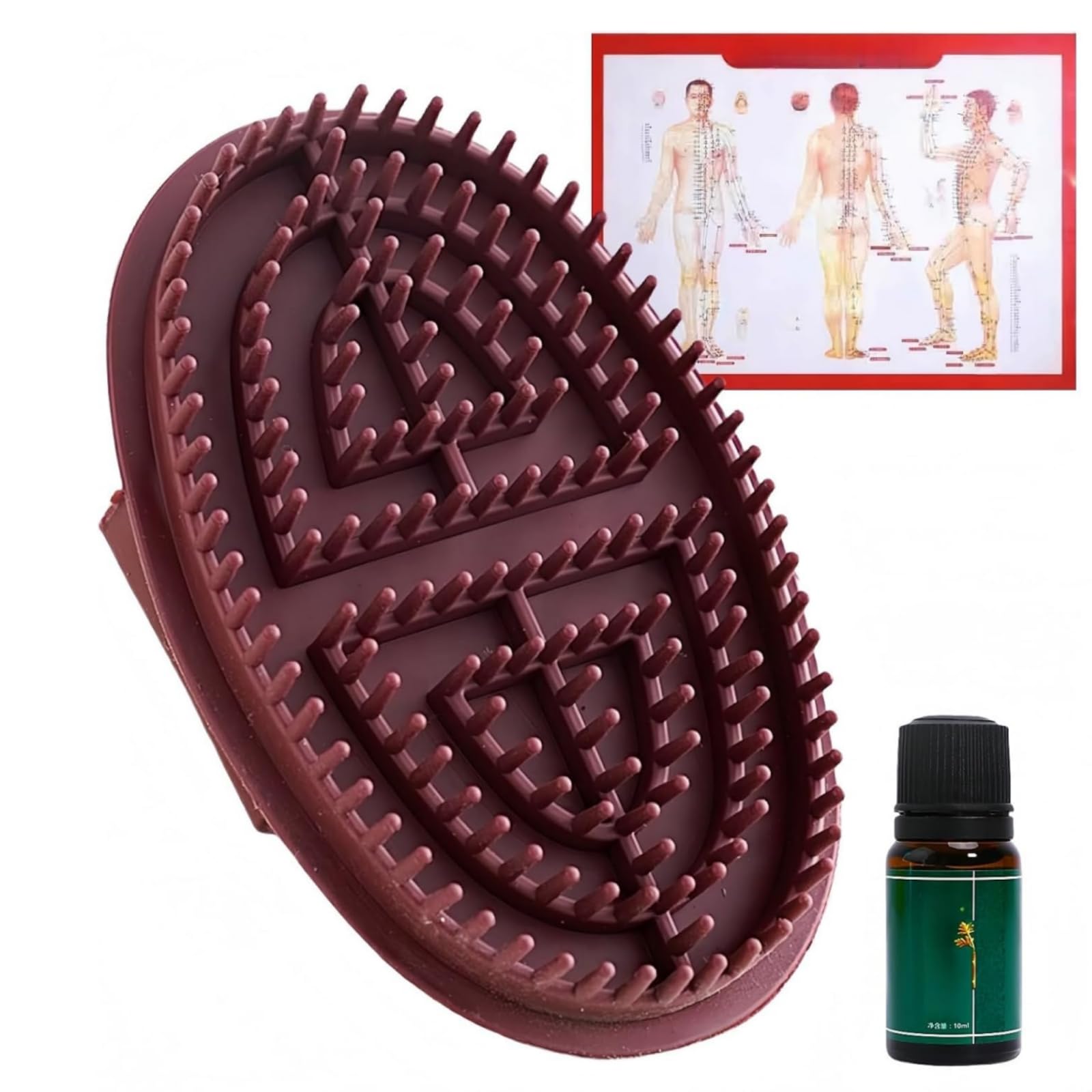 1PCS Massage Brush Body,Massage Rubber Comb,Soothing M-assage Rubber Comb,Full Body Relaxation Tools,Gloves Body Care Relaxing,Relieve Muscle Fatigues,Portable Handheld,Include Essential Oils&Drawings