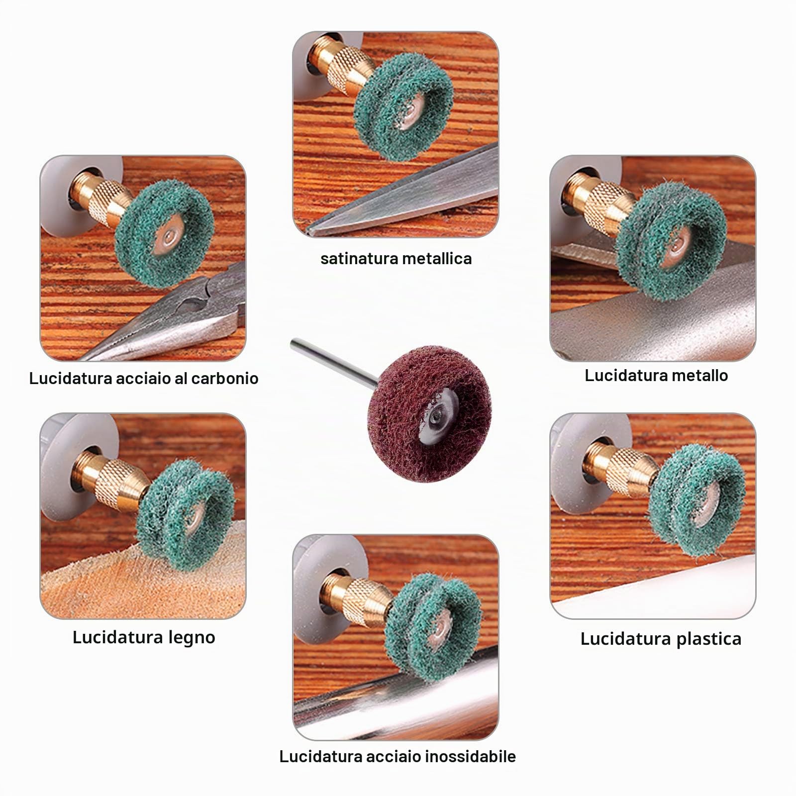 Set di 40 ruote abrasive per lucidatura per utensili rotanti Dremel, ruote per lucidatura per trapano legno, smerigliatrice da banco, grana 80/150/240/300/400