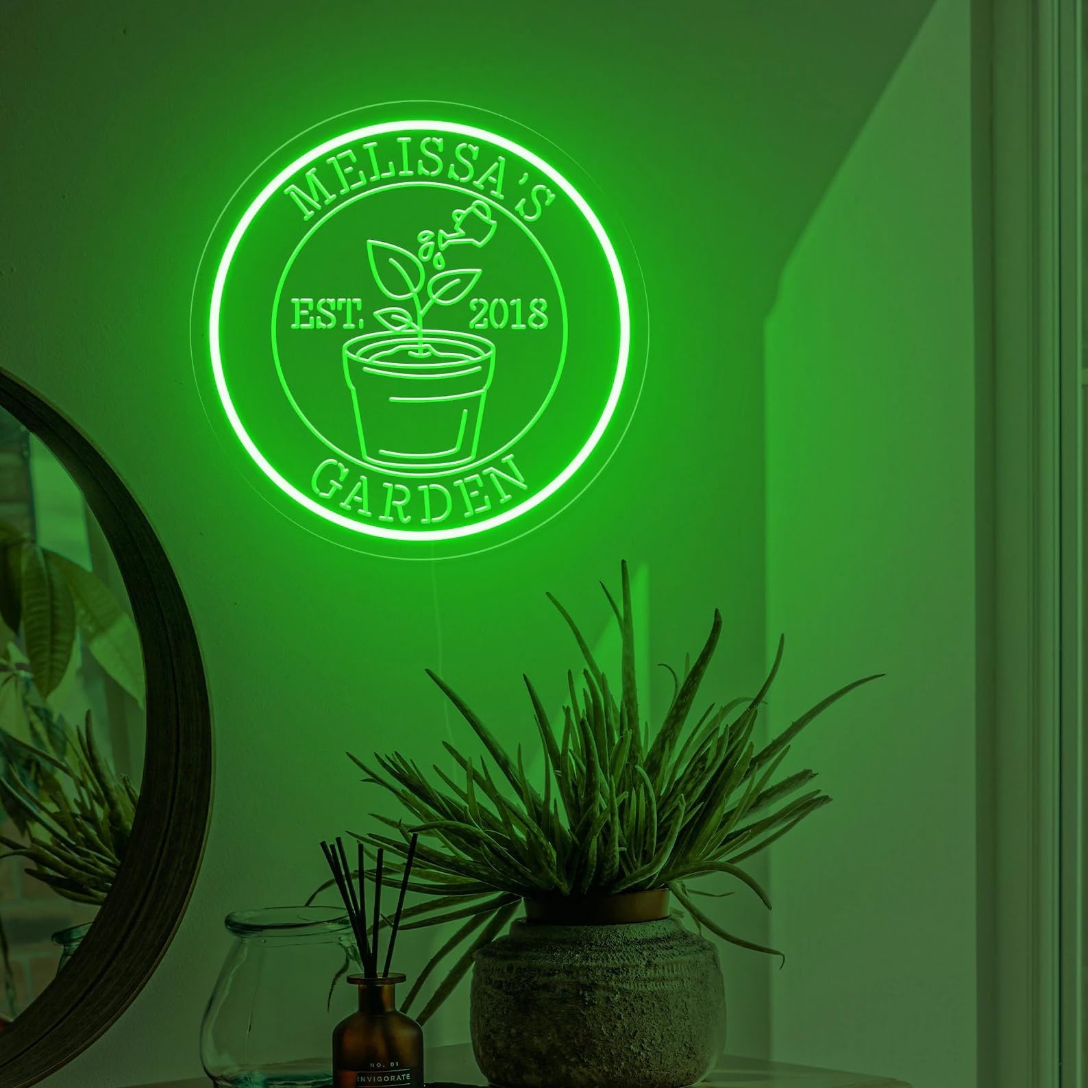 Custom Garden Neon Sign Personalized Garden Name Neon Sign for Plant Flower Shop Vegetable Store Potted Plant LED Light for Restaurant Kitchen Living Room Wall Decor — image 1