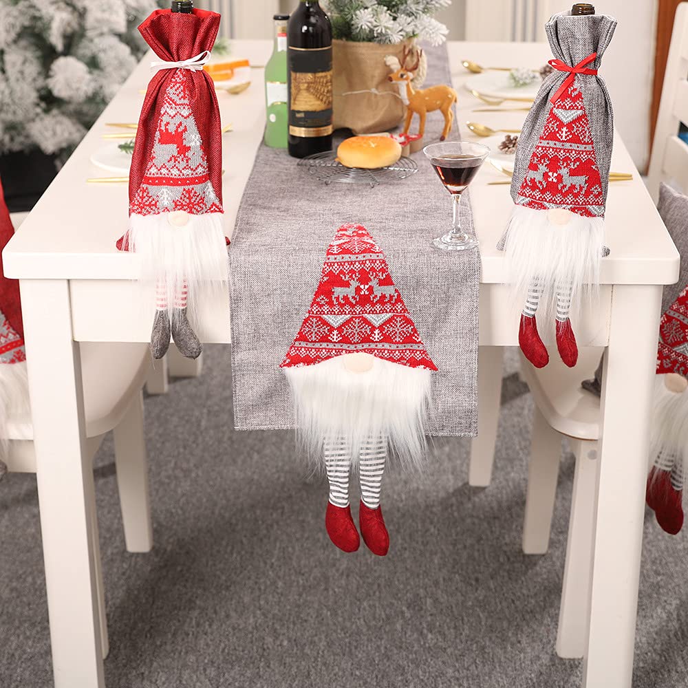 Weihnachtstischläufer Buffalo Plaid – 33x183 Cm, Baumwollleinen, Mit Weihnachtswichtel-Motiv