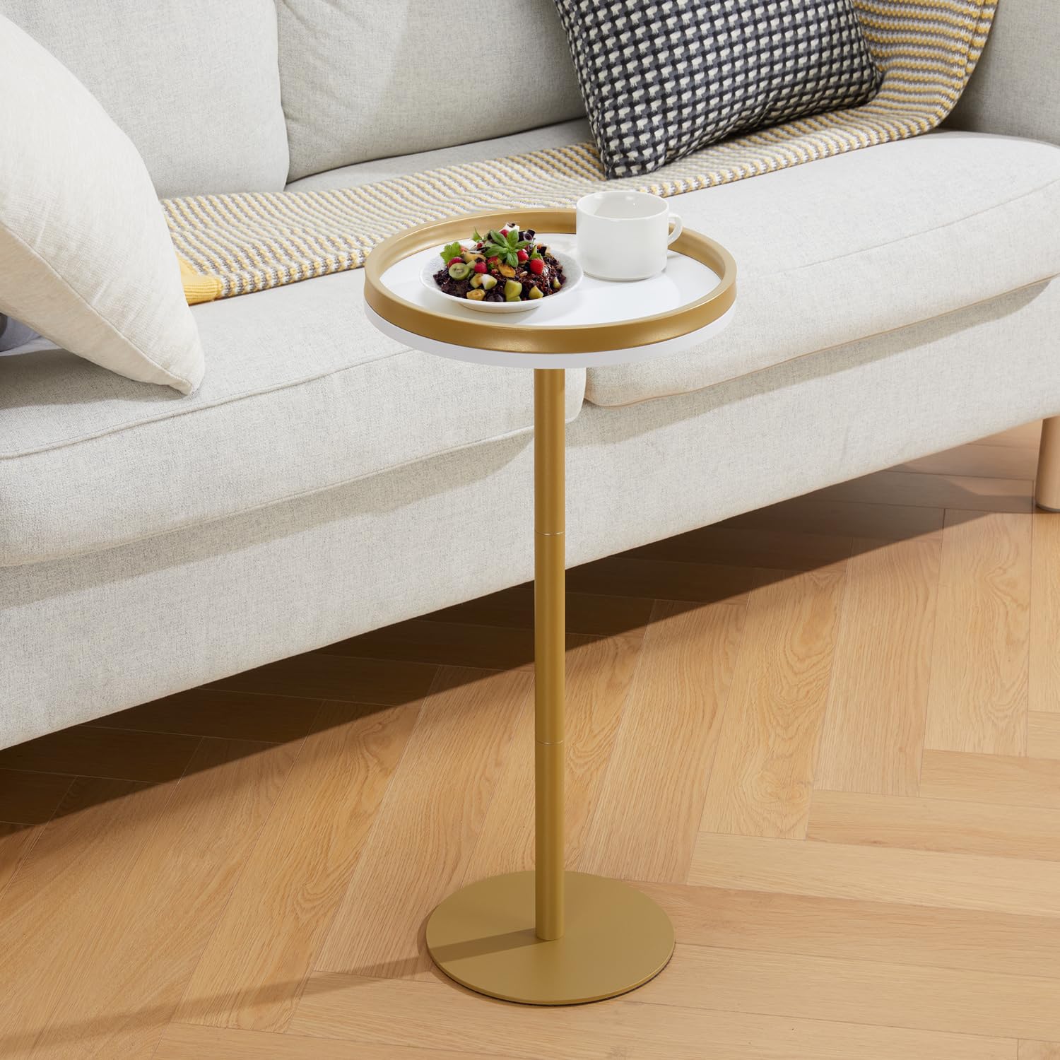 Mesa redonda para bebidas, mesa de pedestal pequeña, mesa auxiliar redonda pequeña para espacios estrechos, mesa de Martini para sala de estar, dormitorio, baño, balcón 6