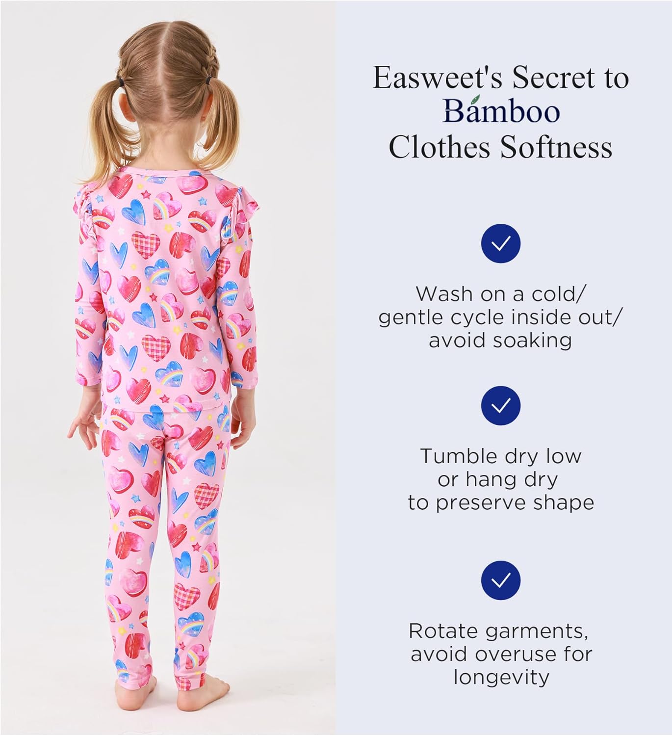 Bamboo Viscose Toddler Girl Pajamas Ruffled Long Sleeve Kid Girls Lounge Set