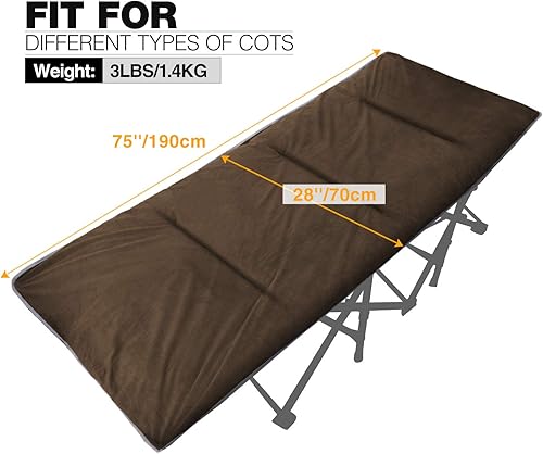 Miniatura 2 de REDCAMP XL colchoneta de catre para acampar, suave y cómodo de algodón grueso para dormir, 75 "x29", gris y azul marino