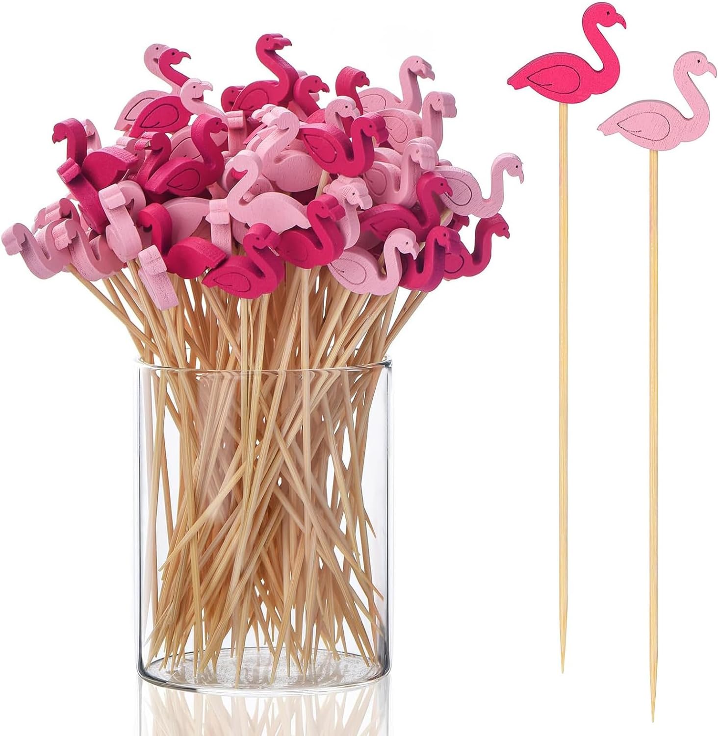 Homestia Cocktail Picks 100 Counts Handmade Sticks Wooden ?Natural Bamboo Toothpicks Cocktail Sticks Party Supplies