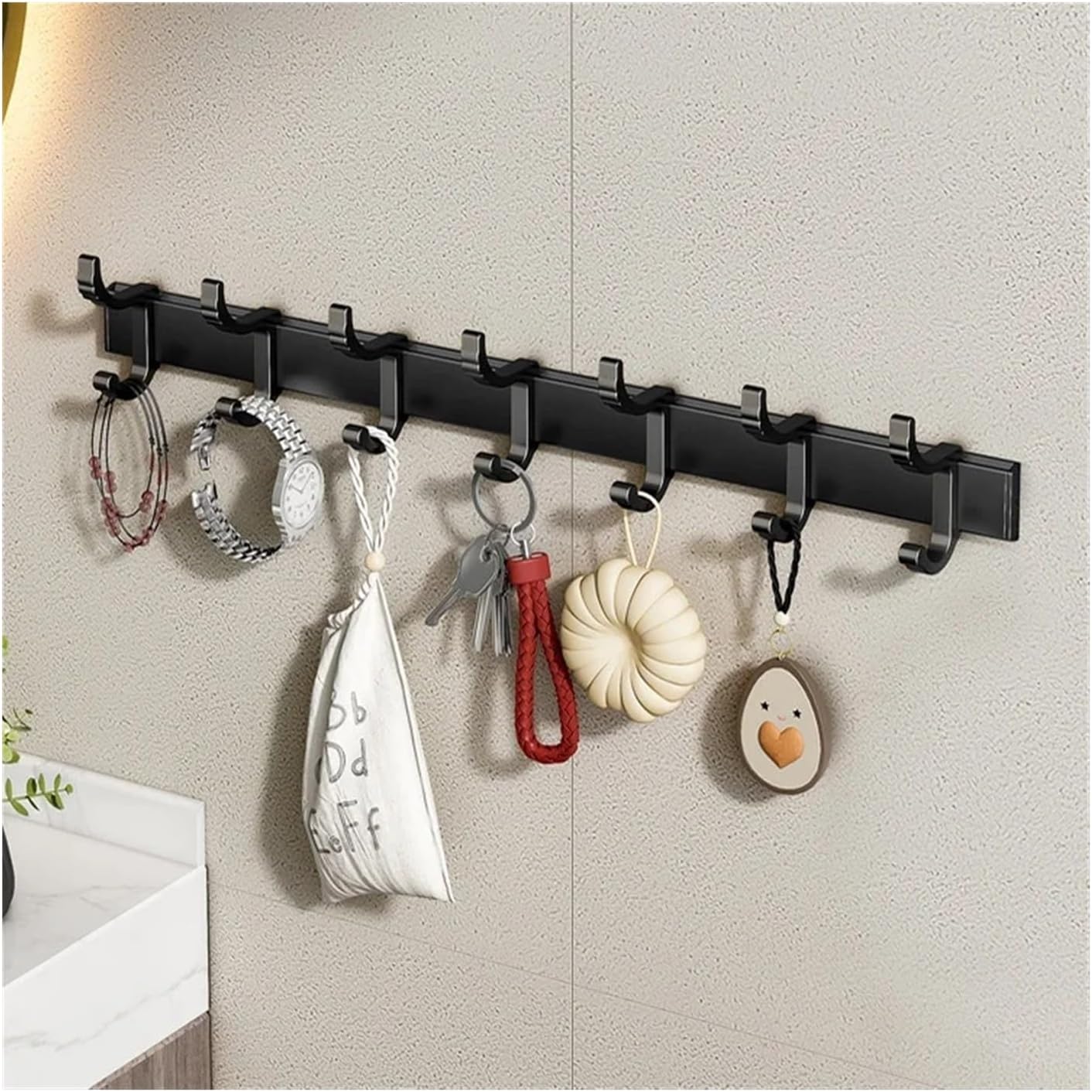 Heavy Duty Wall Mounted Coat Rack - Black 304 Stainless Steel Hooks for Coats Hats Towels Keys - Entryway & Bathroom nizer Coat Hook Rail