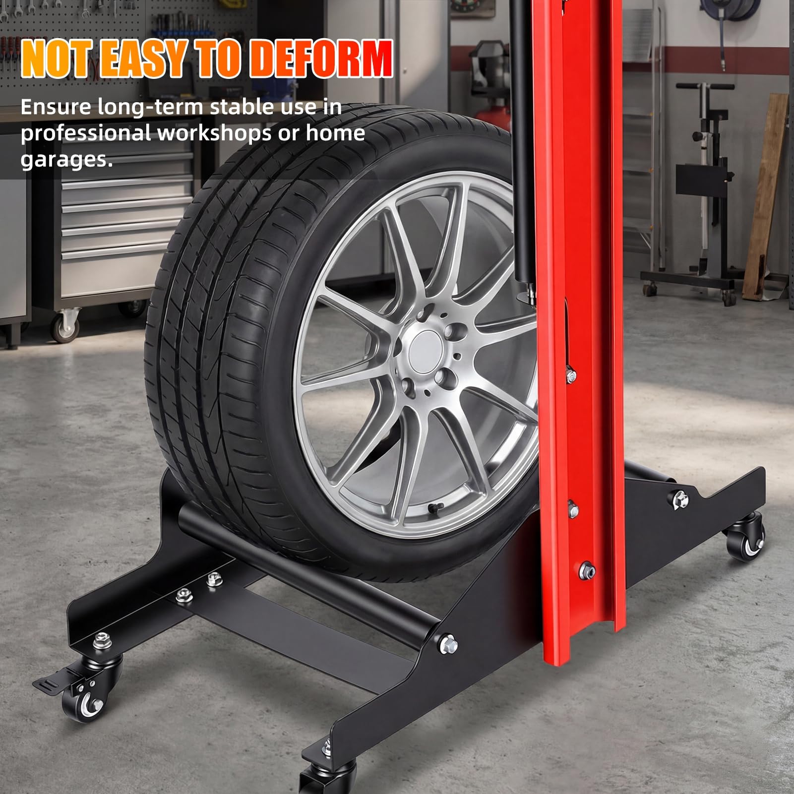 Stojak na opony z 4 kółkami, stojak na opony samochodowe, stojak do czyszczenia z żelaza, stojak na felgi, Heavy Duty, do czyszczenia i polerowania samochodów, SUV-ów i ciężarówek czerwony