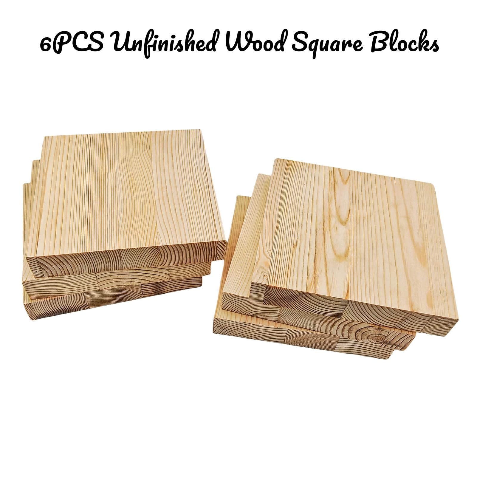 6PCS Unfinished Wood Square Blocks for Crafts 15x15x2.5cm Blank Wooden Squares Pine Wood Boards for Wood Carving,DIY Coasters,Painting & Burning - Image 4