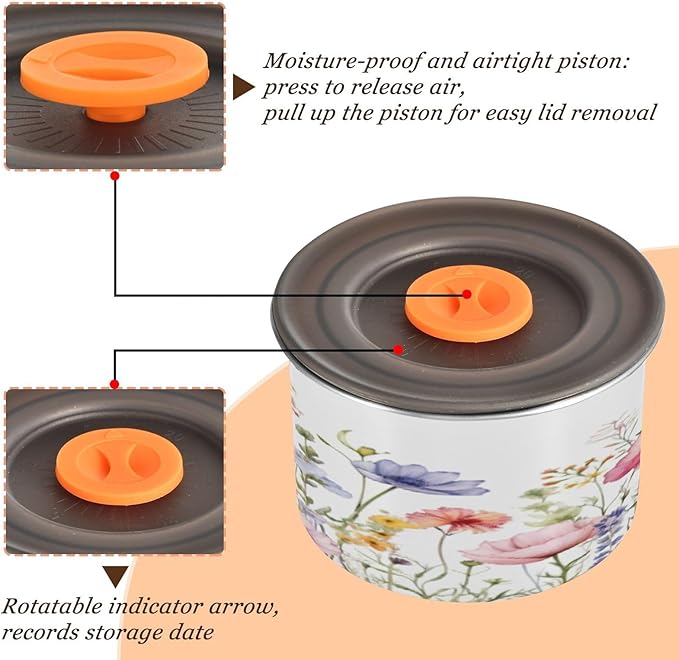 Coffee Canister Wild Flowers Acero Inoxidable Hermético 30 OZ miniatura 4