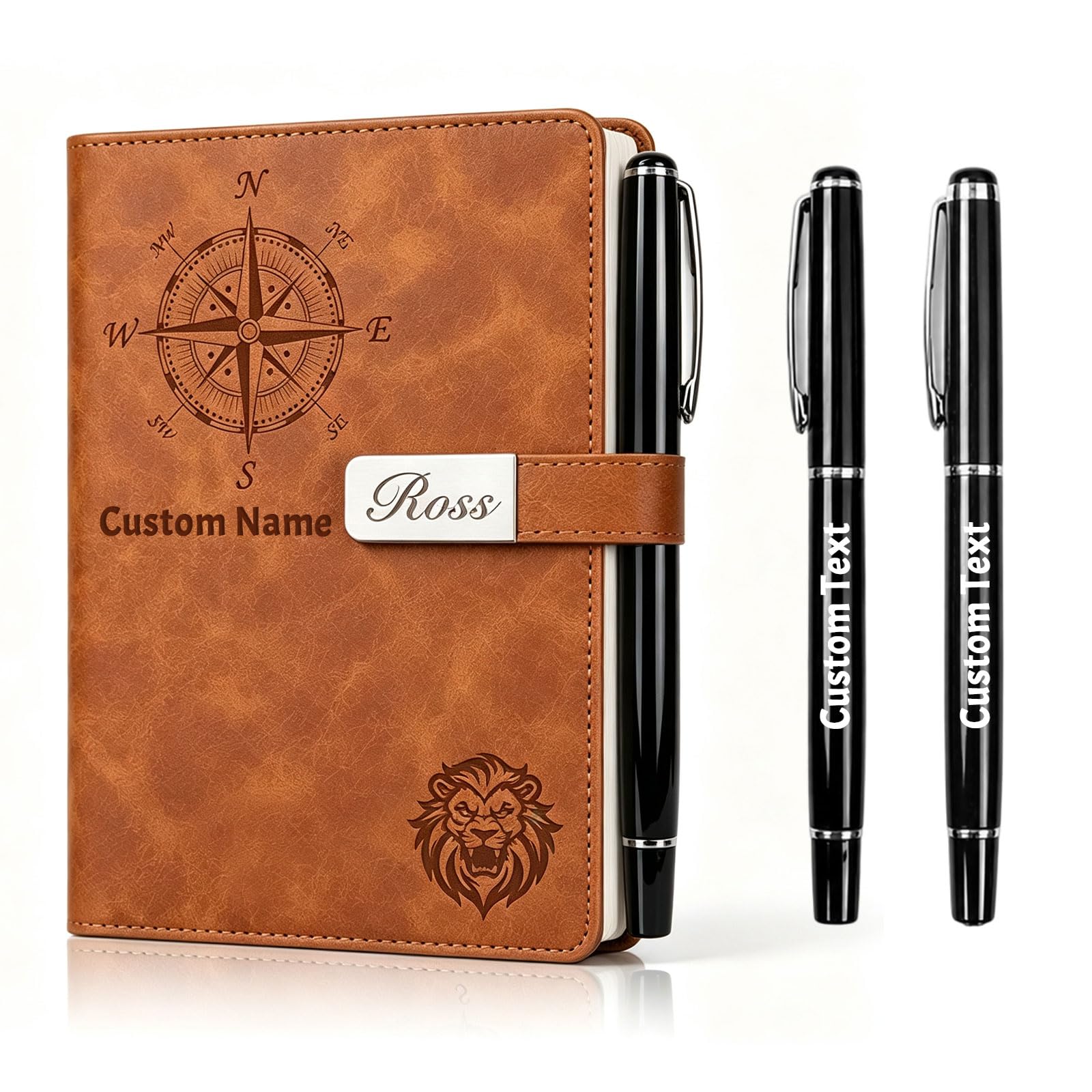 UGU Personalised Leather Journal A5 Lined Notebook, Custom Executive Hardcover Writing Diary with Magnetic Closure, Gifts for Men, Thank You, New Job Gifts (Leather Notebook A5)