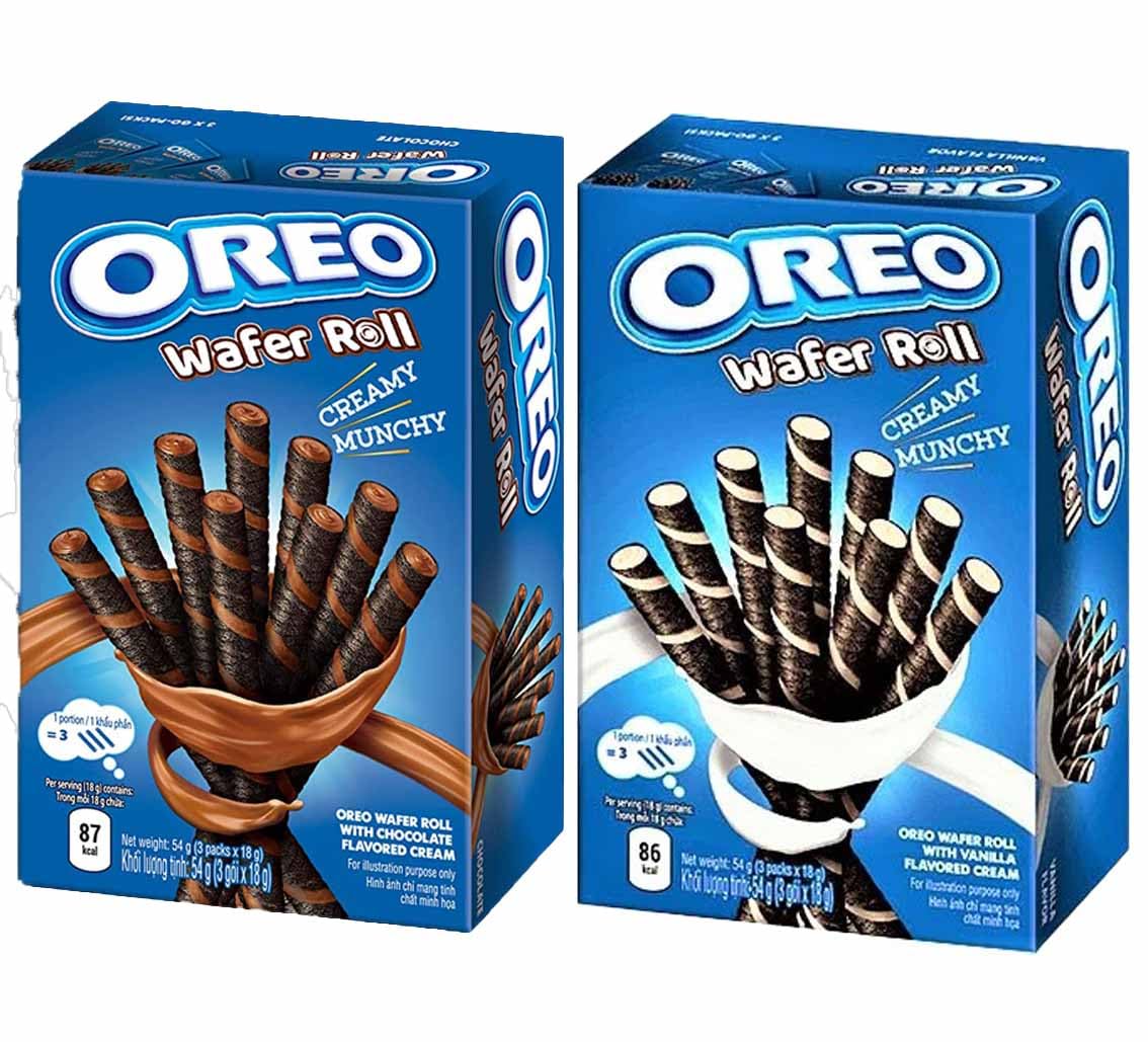 Oreoo Wafer Rolls 54g - Pack of 2 - Chocolate & Vanilla