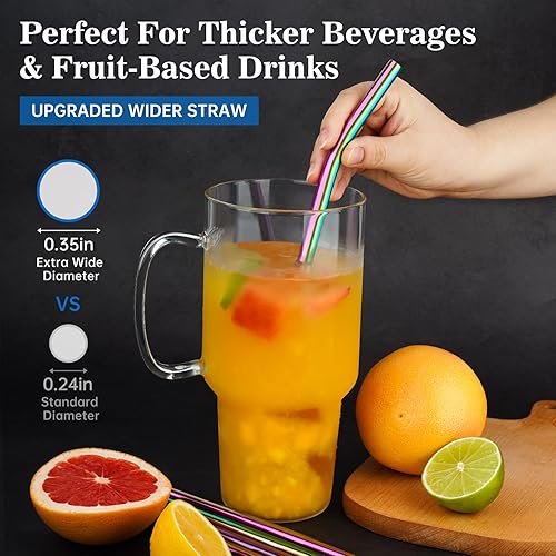 Miniatura 4 de Tomorotec Pajitas de 40 onzas, 14 popotes de repuesto de acero inoxidable para vasos Stanley Adventure Quencher de viaje con cepillos de limpieza, 2