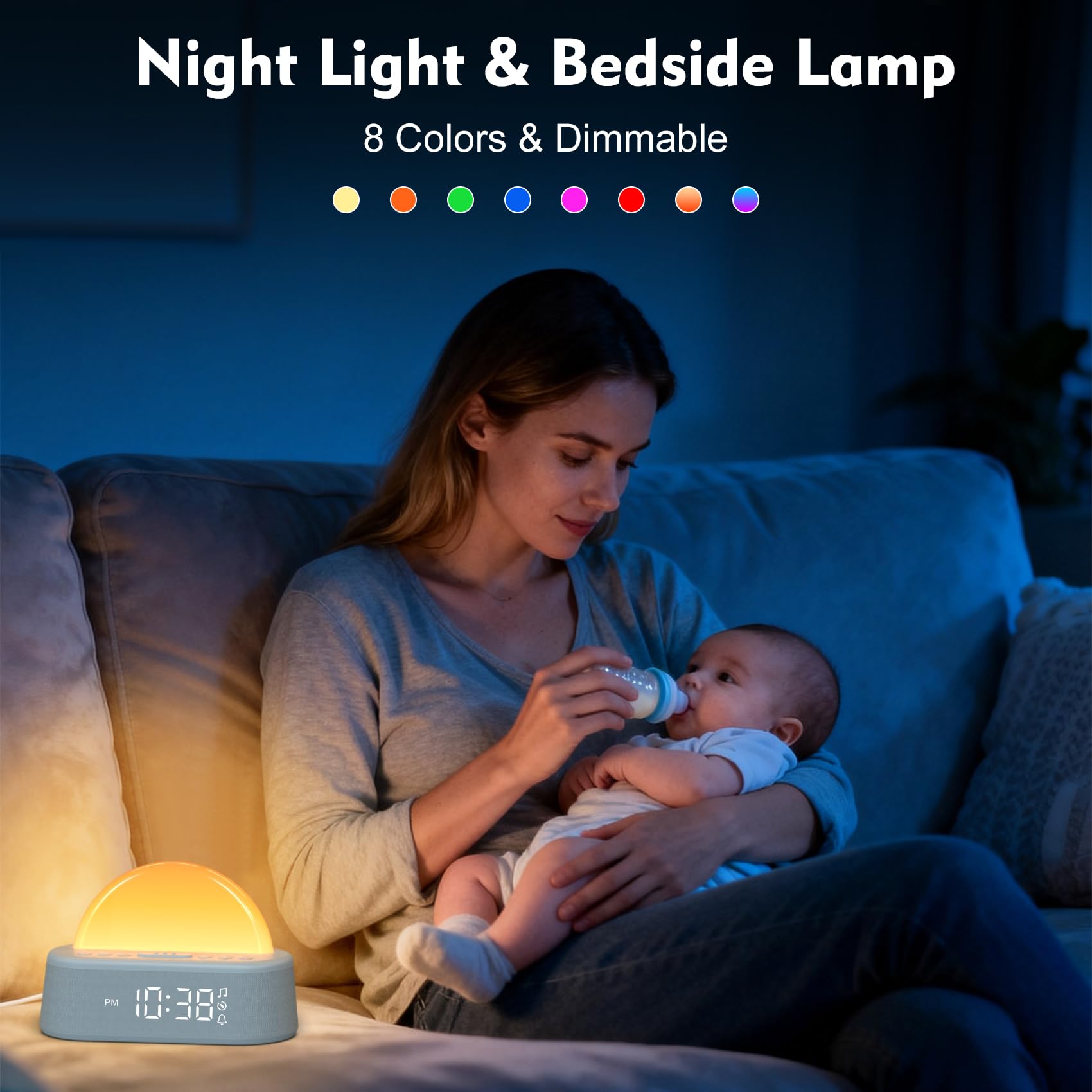 Wake Up Light Sonnenaufgangswecker, weißes Rauschen Soundmaschine mit 30 beruhigenden Klängen
