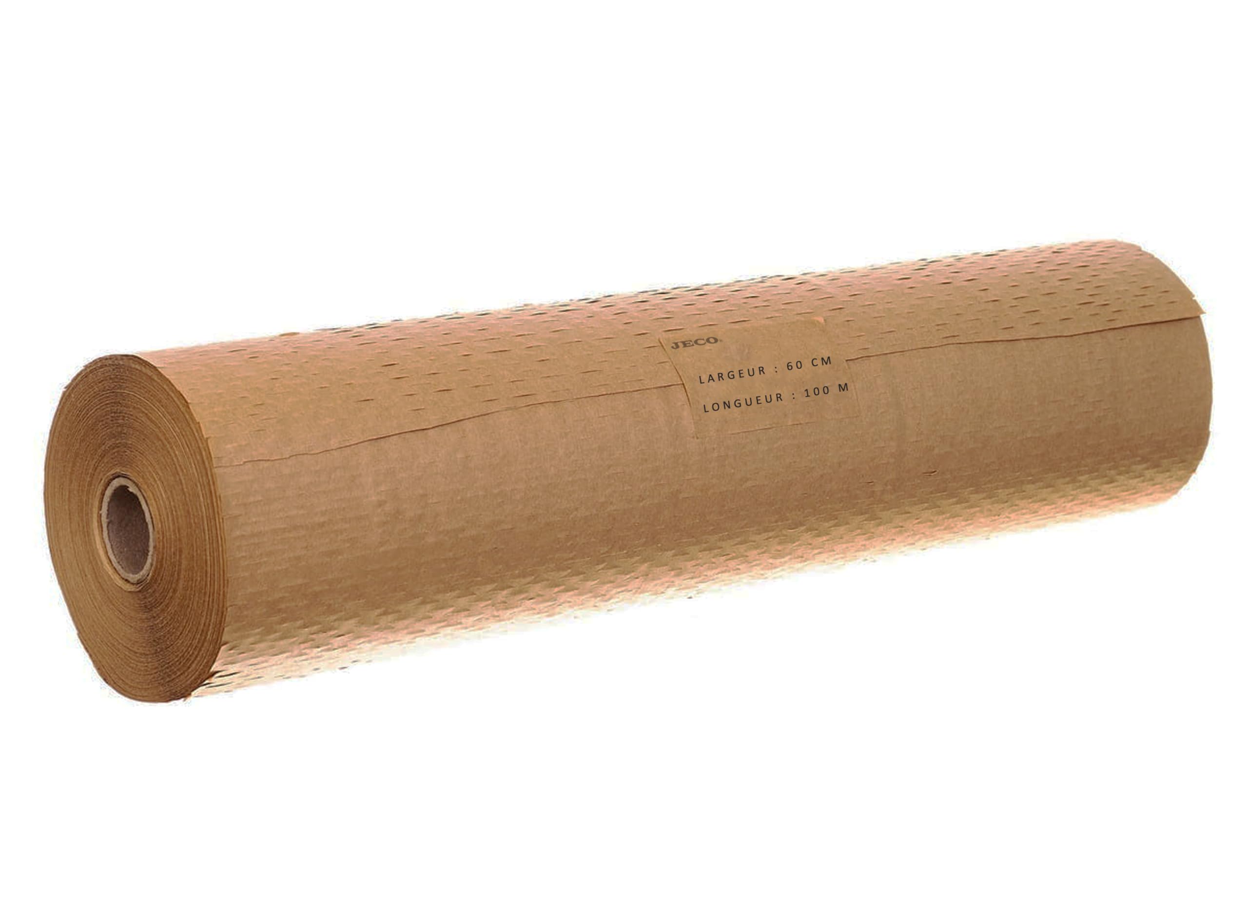 Jeco - 1 rouleau de papier kraft en nid d’abeille 60cm x 100m Emballage écologique pour protection, rembourrage, emballage cadeaux, déménagement, remplace le film bulles