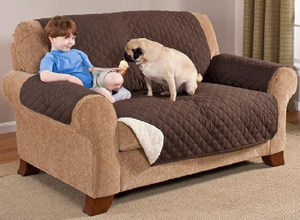 Two Tone Reversible Furniture Protector Chocolate/Tan - Love Seat