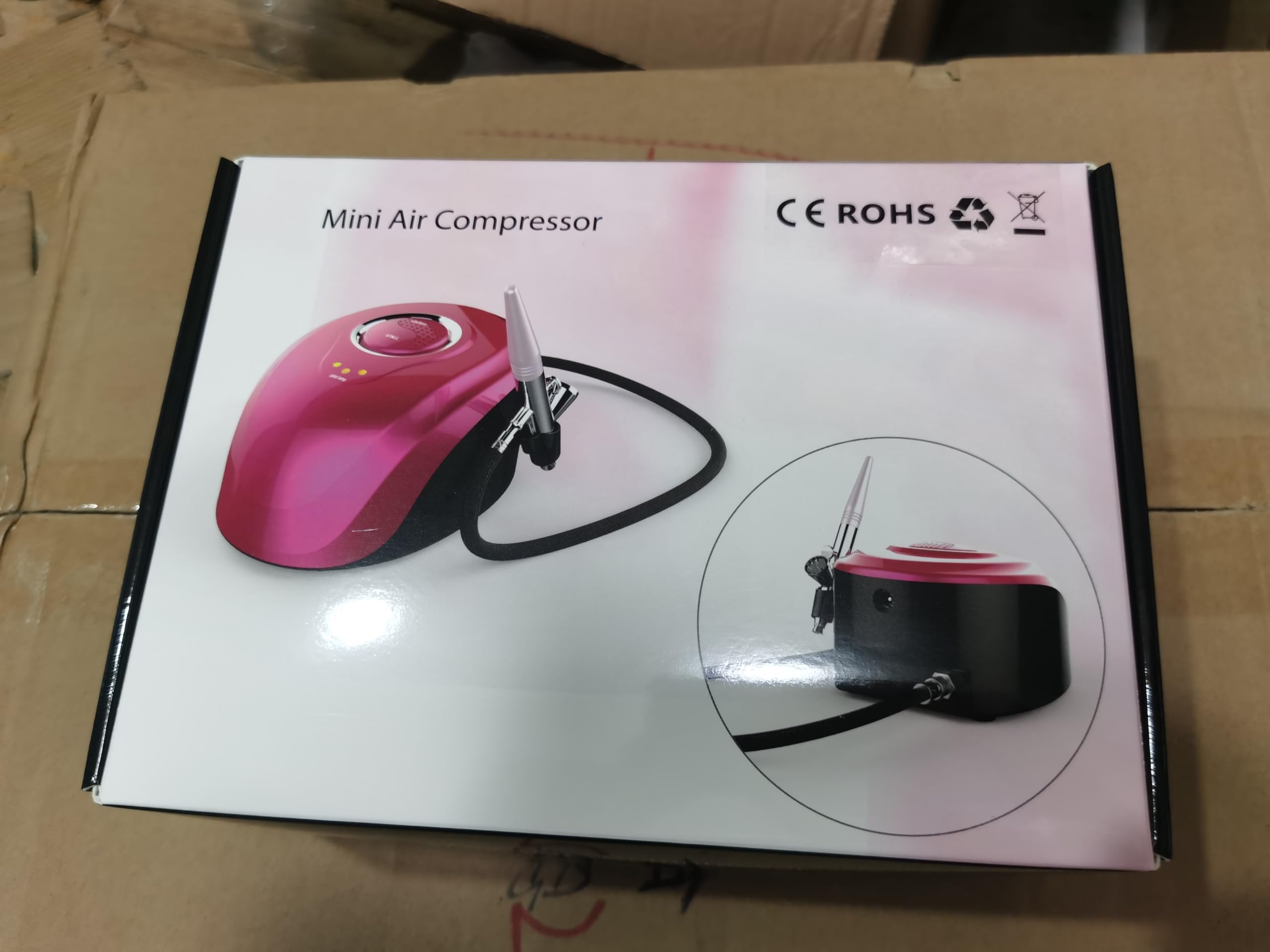 CYBERNOVA Set compressore mini aerografo Kit aerografo spray a doppia azione per trucco, decorazione di torte, artigianato, smalto per unghie art(rosa)
