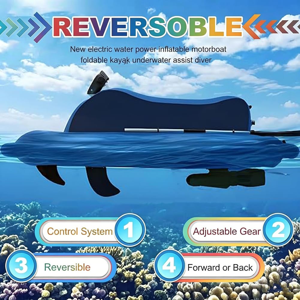 Aufblasbares Jetboot, Elektrisches Motorboot mit 500W/700W Thruster, Faltbarer Jetski für Seetauchen und Wassersport, Tragbares Wasserfahrzeug für Schwimmabenteuer