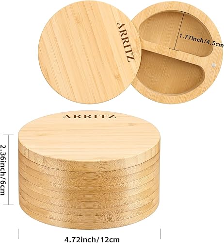 Miniatura 3 de Bodega de sal, bodega de sal de bambú natural con tapa y cuchara para almacenar especias de pimienta, hierbas, sal marina o condimentos favoritos,