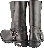 Vista 7 de Milwaukee Leather Botas de piel para hombre, con arnés de motocicleta clásico, de cuero marrón envejecido, ancho de 11 pulgadas, punta cuadrada
