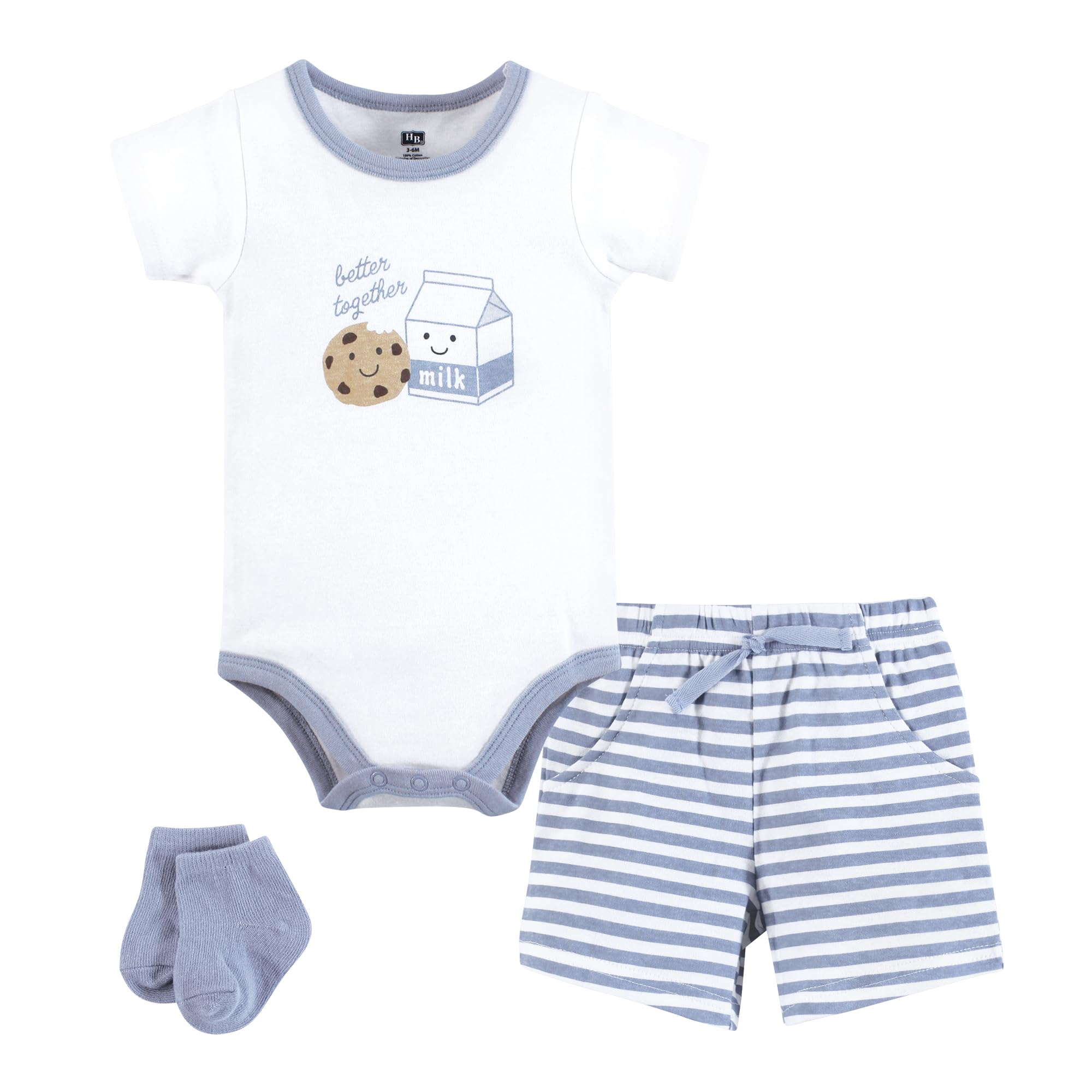 Hudson Baby Unisex Baby Bodysuit Short and Sock 3-Piece Set
