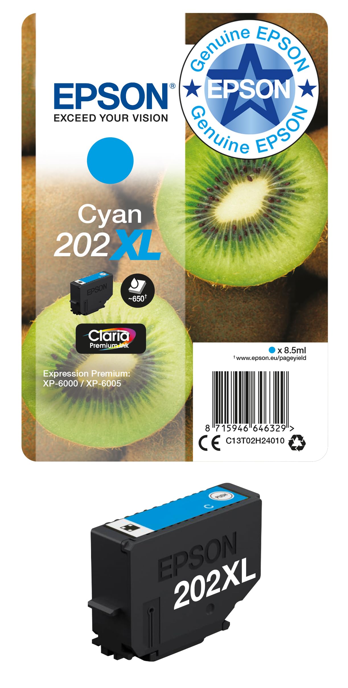 Epson Cyan C13t02h24010/202Xl Ink Cartridge High-Capacity. 650 Pages 8