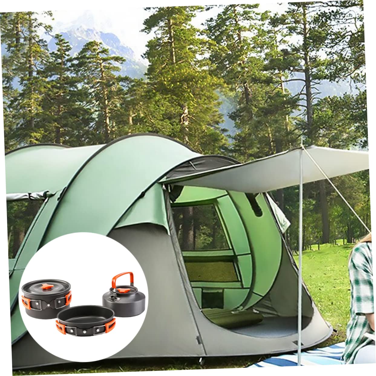 HEMOTON Ensemble Cuisine de Camping Ustensiles Cuisine de Camping en Alliage D'aluminium Léger Performance Fiable pour 2-3 Personnes