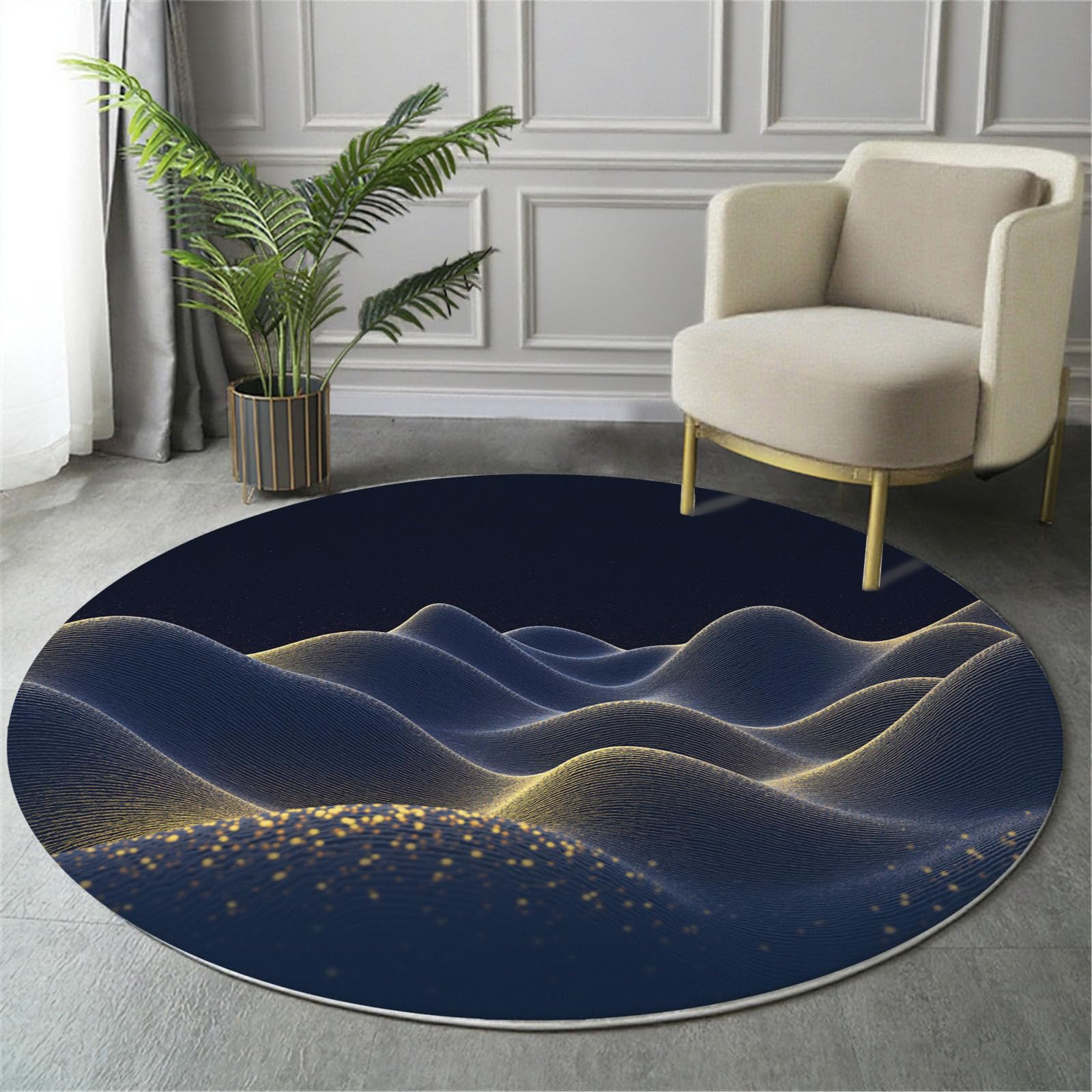Tapis rond 60cm antidérapant et lavable pour le salon