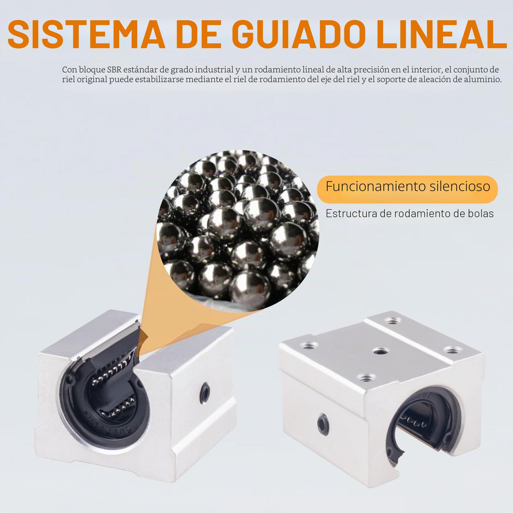 SBR20 guía lineal, riel lineal empalmado 3000 mm, 4 unidades de 1500 mm, eje de guía deslizante con 8 bloques de rodamientos SBR20UU y accesorios para impresoras 3D DIY y máquinas CNC