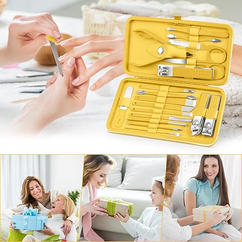 Miniatura 7 de Teamkio Juego de manicura de pedicura, juego de cortaúñas de pedicura, kit de higiene de viaje, juego de cuidado profesional de cortador de acero