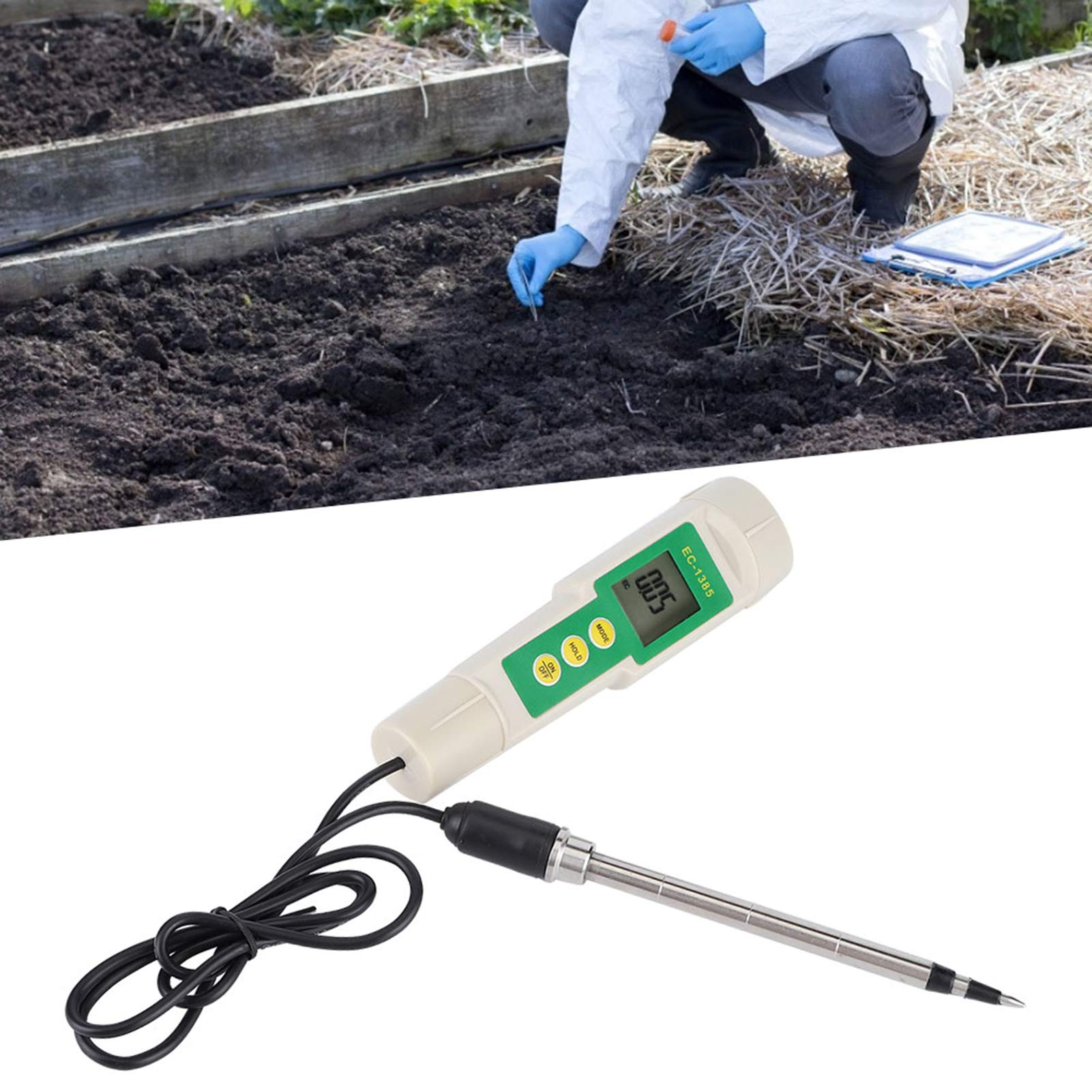 Yctze EC-3185 Suele Portátil EC // CF Medidor de Salinidad de Probador para Mediciones Agrícolas y Hortícolas Precisas